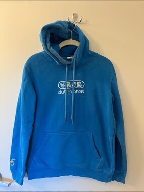 Dutch Bros Bright Blue Hooded Pullover Sweatshirt